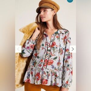 Maeve by Anthropologie Janie Flounced Peasant Blouse